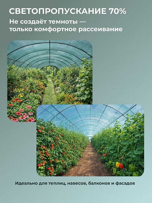 Сетка фасадная затеняющая Промышленник зеленая 30-35% 3х50 м фото 3