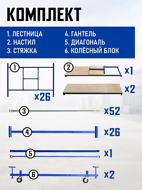 Вышка-тура Промышленник ВСП Пром 1.6×2.0, 16.0 м фото 4