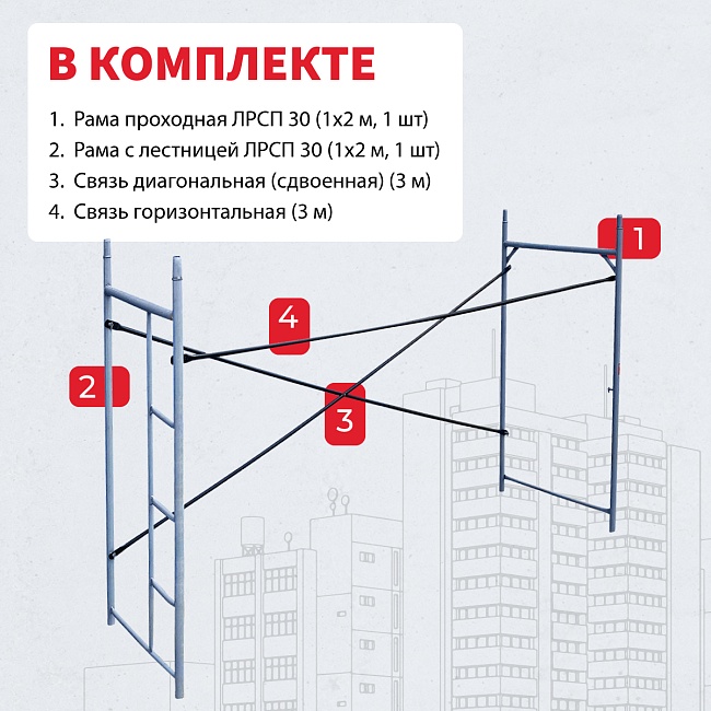 Леса строительные рамные Промышленник ЛРСП 30 секция с лестницей фото 5