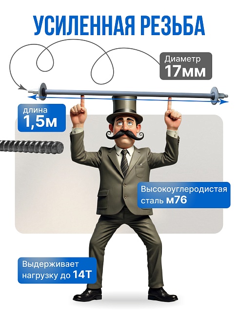 Винт стяжной для опалубки Промышленник холоднокатаный 1,5 м упаковка 10 шт. фото 3