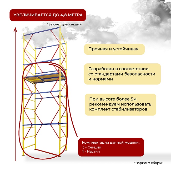 Вышка-тура Промышленник ВСЭ 0,7Х1,6, 3,6 м ver. 2.0 фото 6