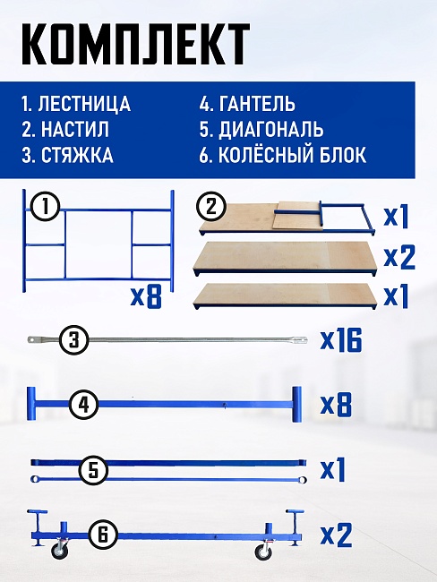 Вышка-тура Промышленник ВСП ПРОМ 2.0х2.0, 5.2 м фото 4