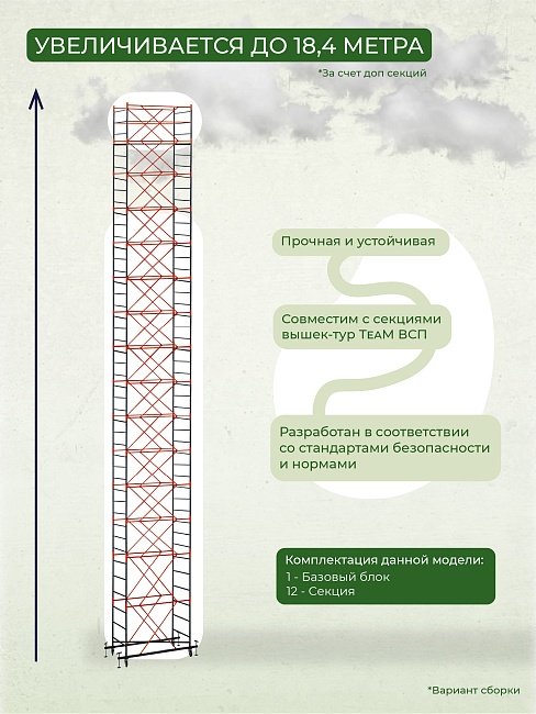 Вышка-тура TeaM ВСП 1.2х2.0, 16.0 м фото 4