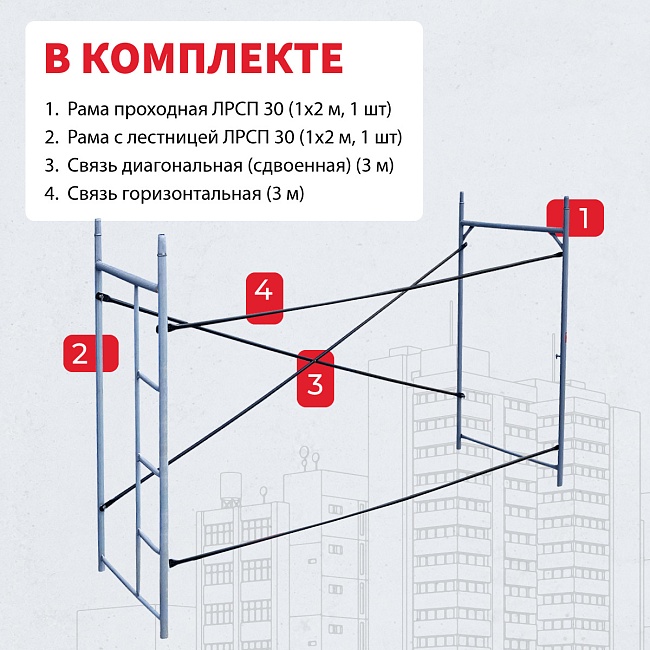 Леса строительные рамные Промышленник ЛРСП 30 секция с лестницей фото 5
